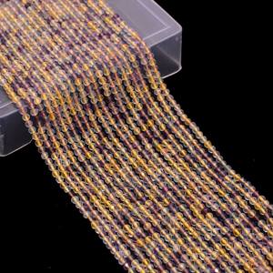 AAA+ Yellow Fluorite 3mm Gemstone Micro Faceted Beads Natural Fluorite Semi Precious Gemstone Rondelle Beads for Jewelry Making - Product Image 2