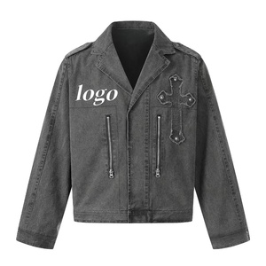 เสื้อแจ็คเก็ตสตรีทแวร์ฮิปฮอปคุณภาพสูงทรงโอเวอร์ไซส์ คลาสสิก กันหด กันลม ผ้าฟลีซ แต่งแพทช์ ดีไซน์ดิสเทรส - Product Image 6