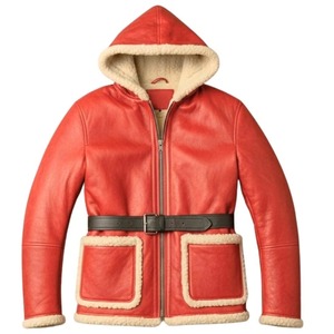 Abrigo de Cuero Rojo de Papá Noel para Hombre – Chaqueta Navideña de Lujo Hecha a Mano – Atuendo para Fiestas Navideñas y Disfraz de Navidad - Product Image 1