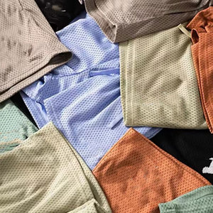 Men's Solid Color Mesh Shorts Elastic Waist Drawstring Breathable Casual Sport Shorts - Product Image 4