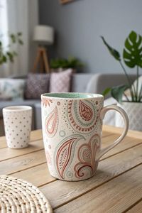 Taza de Café de Cerámica Hecha a Mano para el Mercado Estadounidense, con Diseño Personalizado, Apta para Microondas, Directo de Fábrica, de Gres, 380ml, con Tapa y Cuchara, Moderna - Product Image 4