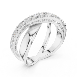 Anillo de compromiso moderno con diamantes de 1.09 CT en pavé entrecruzado, diseño de infinito, plata 925 con baño de rodio, de lujo - Product Image 3