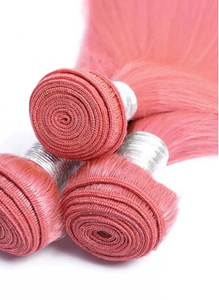 Extensions de cheveux humains indiens Remy roses, lisses, 100 % densité, double trame, avec base en soie et couleur personnalisable - Product Image 4