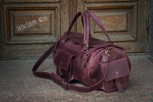 กระเป๋าเดินทางหนังแท้จากโรงงาน รุ่น Retro Duffle Weekender ขนาดใหญ่ จุของได้เยอะ ใช้เป็นกระเป๋าถือขึ้นเครื่องได้ ตะเข็บเย็บอย่างทนทาน ซิปคุณภาพดี - Product Image 2