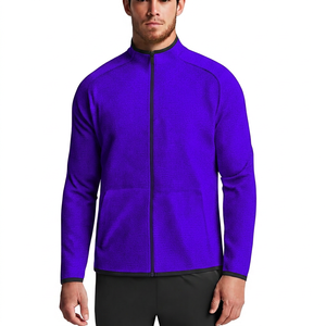 Men's <b>Black</b> <b>Fleece</b> <b>Jacket</b> Full Zip Stand Collar Sporty Breathable Polyester Autumn Wear Regular Fit Slim Style - Product Image 3