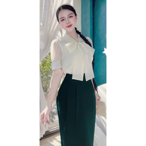 Chemise à manches courtes pour femme, style formel, avec applique florale, haut uni décontracté pour le bureau, 1 pièce/sac poly, livraison sous 7 jours, lavable - Product Image 6