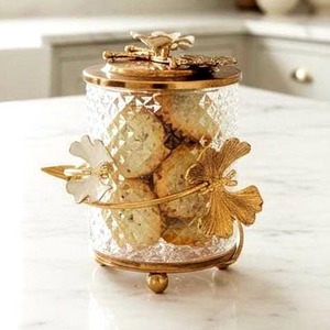 Leaf Design Silver Metal Glass Container For Gifting Purpose Luxury Storage <b>Jar</b> For Weddings And Housewarming From India - Product Image 4