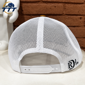Casquette Trucker Vintage Personnalisée 5 Panneaux Marron Blanc en Maille avec Logo Patch Tissé Snapback Fabricant Vietnamien OEM ODM Vente en Gros Usine de Casquettes - Product Image 5