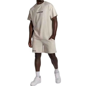 Conjunto Deportivo de Verano para Hombre de Algodón de Alta Calidad con Logotipo Personalizado en la Parte Delantera, Camiseta Casual de Manga Corta y Pantalones Cortos - Product Image 1