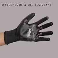 Gant de travail en tricot enduit de PU noir, respirant, antidérapant, imperméable, antistatique, sans silicone, durable pour l'industrie manufacturière