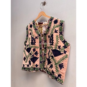 Chaleco Corto Casual para Mujer, Ecológico, Transpirable, con Bordado Floral, 100% Algodón, Cuello en V, Estilo Abierto - Product Image 4