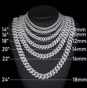 Men's Silver Plated 925 Silver Moissanite <b>Rope</b> <b>Chain</b> Necklace With Round Brilliant Cut Stones Cuban <b>Chain</b> Hiphop Style - Product Image 3