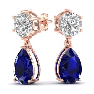 REYES - Pendientes de Zafiro Azul con Corte de Pera de 11.36 Quilates, Diseño Nuevo, en Plata de Ley 925, Joyería de Boda con Moissanita - Product Image 6