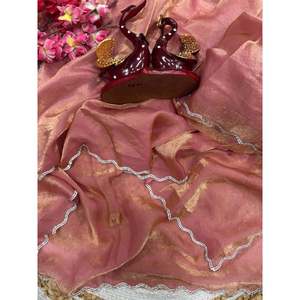 Magnifique sari Jarkhan orné de diamants pour les fêtes, robes de cocktail élégantes - Product Image 5