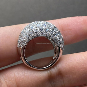 Cluster Moissanite Diamond Wide Band Micro Pave <b>Set</b> Wedding <b>Ring</b> 925 <b>Sterling</b> <b>Silver</b> Hip Hop Half Eternity Thick <b>Ring</b> for Men's - Product Image 6