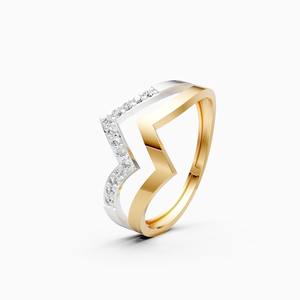 Bague double chevron sertie de diamants de 0,13 carat cultivés en laboratoire en or jaune 9 carats, or blanc, or rose - Product Image 3