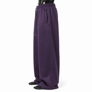 Wholesale Custom Men's Purple <b>Mesh</b> Sweatpants Elastic Waist Drawstring Casual Loose Fit Breathable Autumn Wear Sweatpants - Product Image 5
