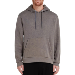 <b>Men's</b> Hooded <b>Grey</b> Cotton Fleece Embroidered <b>Sweatshirt</b> Regular Fit Casual Spring Wear with Front Pocket Quick Dry - Product Image 2