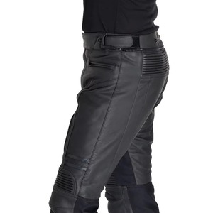 Pantalon en cuir pour homme, style urbain, coupe droite, taille mi-haute, fermeture éclair, écologique, anti-boulochage - Product Image 3