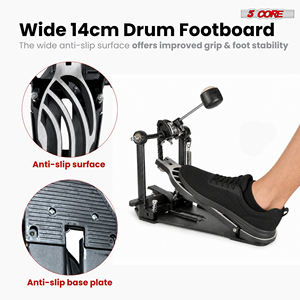 Pédale de grosse caisse 5 cœurs modèle DFP HD en métal, réglable, avec tête de batte en feutre, double chaîne, robuste, fabriquée en Chine - Product Image 2