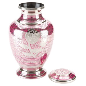 Urna Distintiva para Cenizas con Diseño Grabado Ornamentado, Acabado Rosa Plateado, Recuerdo Conmemorativo - Product Image 2