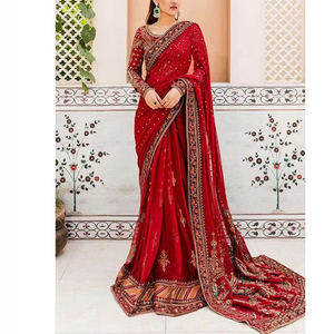 New Design Banarasi Soft Silk Wedding Wear Indian <b>Saree</b> <b>Blouse</b> Plus Size Women's Dresses Customizable Colors Sizes Indian - Product Image 4