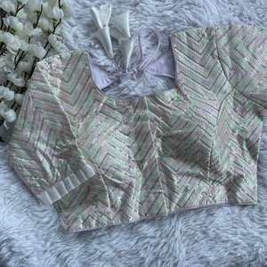 TRAVAIL DE BRODERIE EN SOIE MILAN À LA MODE PRÊT À PORTER BLOUSE VERT DE MER - Product Image 1