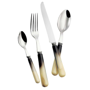Ensemble de couverts en métal moderne avec manches martelées, finition polie miroir, couverts durables pour la restauration et l'usage domestique - Product Image 3