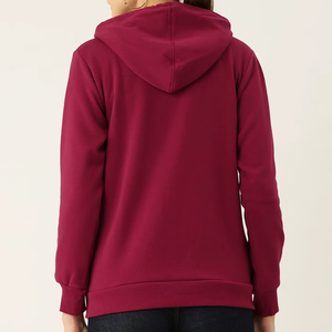 Sudadera con capucha de invierno para mujer con cremallera completa, logotipo OEM personalizado, etiqueta privada frontal, venta al por mayor, forro polar grueso, estilo urbano - Product Image 5