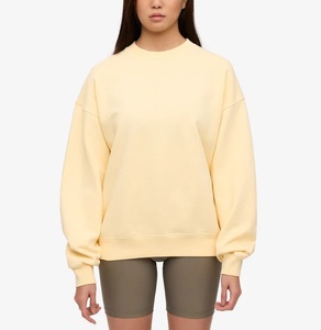 เสื้อยืดคอกลมแขนยาวผ้าฝ้ายแท้ 100% เนื้อเจอร์ซีย์เดี่ยว สีเหลืองนุ่ม สำหรับผู้หญิง ไซส์ L/S เป็นมิตรต่อสิ่งแวดล้อม ป้องกันการเป็นขุย ทรงปกติ - Product Image 2