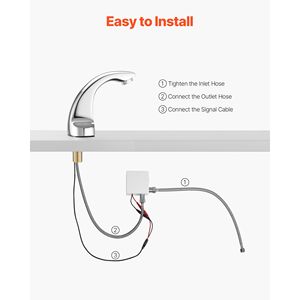 Rubinetto per Lavabo Bagno con Sensore di Movimento Senza Contatto, con Copertura per Foro Acqua Fredda, Miscelatore a Batteria - Product Image 4