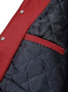 Chaqueta Varsity Personalizada para Hombre, Chaqueta Letterman de Mezcla de Lana con Mangas de Cuero Genuino, Marca Privada OEM ODM, Ropa de Calle - Product Image 6