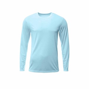 Men's long Sleeve Crew Neck T-Shirt Regular Fit Solid Color Quick Dry Knitted Polyester Casual Shirt - Product Image 1