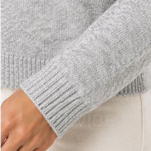 Pull décontracté d'hiver haut de gamme pour femme, 100 % coton/laine, tricoté, tissu doux et respirant, logo personnalisé positionné à l'avant, service OEM - Product Image 6