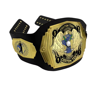 Ceinture de championnat personnalisable avec ailes dorées et texte personnalisé, ceinture de titre en cuir de qualité supérieure pour événements sportifs - Product Image 5
