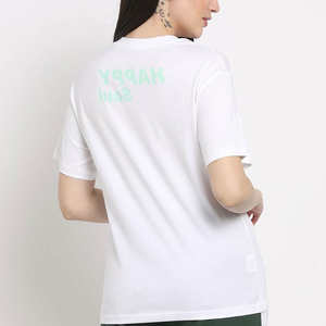 T-shirt court blanc rose pour femme, coupe décontractée, printemps, écologique, doux, respirant, mode, usage quotidien, haut pour femme - Product Image 4