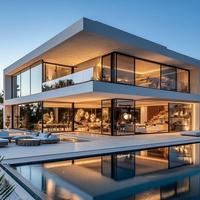 Villa préfabriquée moderne à deux étages en structure acier de luxe avec salle de bain et cuisine, maison en acier léger personnalisable, design économique