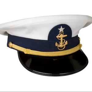 Gorra de cadete de la Academia, gorra de uniforme de cadete para hombre, gorra blanca con visera, trenza dorada, gorra de estilo ceremonial, gorra de vestir premium, gorra formal - Product Image 1