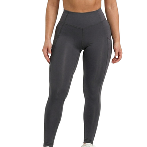 Black Color <b>Leggings</b> <b>with</b> <b>Pocket</b> High Waist Full Length Knitted Spandex Polyester Breathable Quick Dry Women's Activewear - Product Image 5