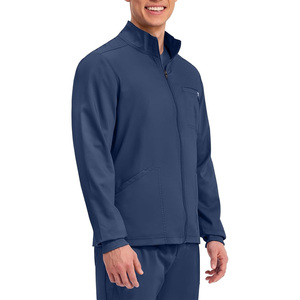 Conjunto de Uniforme Médico Azul Marino para Hombre, Pantalones y Chaqueta de Trabajo Médico de Poliéster Tejido, Cierre Completo con Cremallera Frontal - Product Image 5