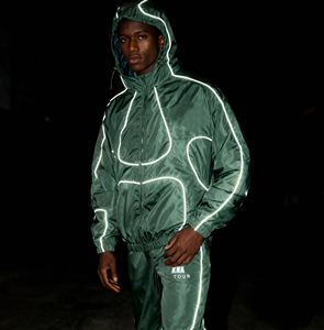 <b>Reflective</b> Edging Highlighted Lines Sports <b>Running</b> Track Suit Crinkle Nylon Windbreaker <b>Jackets</b> and Jogger Pants Tracksuit Sets - Product Image 2