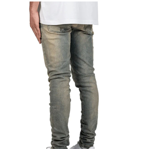 Jean droit grande taille pour homme, coupe ajustée, en denim respirant, délavé moyen, avec détails boutonnés, style décontracté, idéal été, printemps, automne, personnalisable - Product Image 2