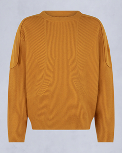 Suéter de Punto para Hombre, Cuello Redondo, Color Amarillo Mostaza, Corte Holgado, Diseño con Bolsillo, Manga Regular, para Otoño - Product Image 4