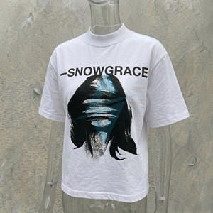 T-shirt court surdimensionné pour homme Snowgrace, manches courtes, col rond, jersey en coton, style streetwear, impression photo, logo sur le devant - Product Image 6