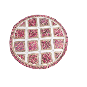Round Handmade Bohemian <strong>Jute</strong> Mat With Geometric Pattern For Home Decor Medium Thickness - Product Image 4