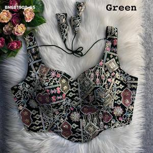 Beautiful Faux Georgette with Antique Cording Sequence work Corset Style Sleeveless <b>Blouse</b> Collection Supplier from Surat - Product Image 4