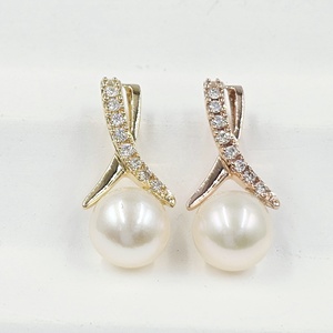 European Hot Fashion Style White <b>Pearl</b> Stud <b>Earrings</b> 18K White Gold High Quality Freshwater Jewelry for Women Gift - Product Image 3