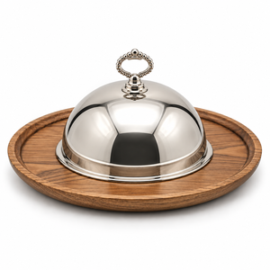 Plateau de service en acier inoxydable de luxe moderne à trois niveaux, dôme à chocolat argenté pour restaurants et événements - Tailles et couleurs personnalisées - Product Image 4