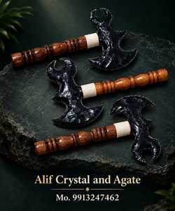 Handgefertigte Obsidian-Kampfaxt und -Schwert, Heilstein-Zauberstab, Feng-Shui-Modell für Kristallkunsthandwerk und Geschenke - Product Image 3
