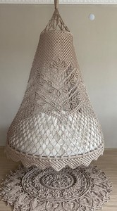 Fauteuil suspendu en macramé en coton marron, chaise suspendue, Hängesessel, chaise balançoire en macramé, chaise suspendue d'intérieur, chaise - Product Image 4